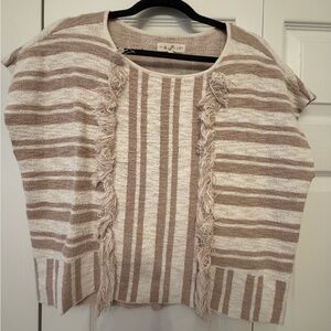 LOFT Lou & Grey Women's Textured Striped Sweater - Cream and beige